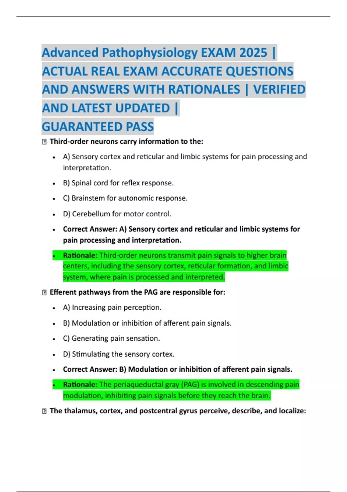 Advanced Pathophysiology EXAM 2025 | ACTUAL REAL EXAM ACCURATE ...