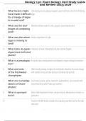 Biology 152&colon; Plant Biology Unit Study Guide and Review 2025&sol;2026