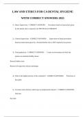 LAW AND ETHICS FOR CA DENTAL HYGIENE WITH CORRECT ANSWERS 2025
