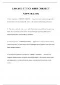 LAW AND ETHICS WITH CORRECT ANSWERS 2025