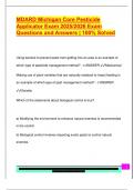 MDARD Michigan Core Pesticide  Applicator Exam 2025&sol;2026 Exam  Questions and Answers &vert; 100&percnt; Solved 