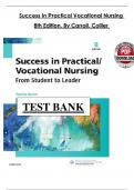 Success in Practical&sol;Vocational Nursing &ndash; Test Bank &vert; 10th Edition by Janyce L&period; Carroll & Lisa Collier &vert; Complete Multiple-Choice Question Set
