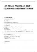 ATI TEAS 7 Math Exam 2025 Questions and correct answers