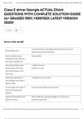 Class E driver Georgia ACTUAL EXAM QUESTIONS WITH COMPLETE SOLUTION GUIDE &lpar;A&plus; GRADED 100&percnt; VERIFIED&rpar; LATEST VERSION 2025&excl;&excl;