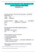 Servsafe Food Handler Test  Questions with  correct Answers 2025-2026&period;  GRADED A&plus;&period; 