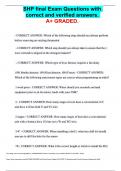 SHP final Exam Questions with  correct and verified answers&period;    A&plus; GRADED&period; - CORRECT ANSWER