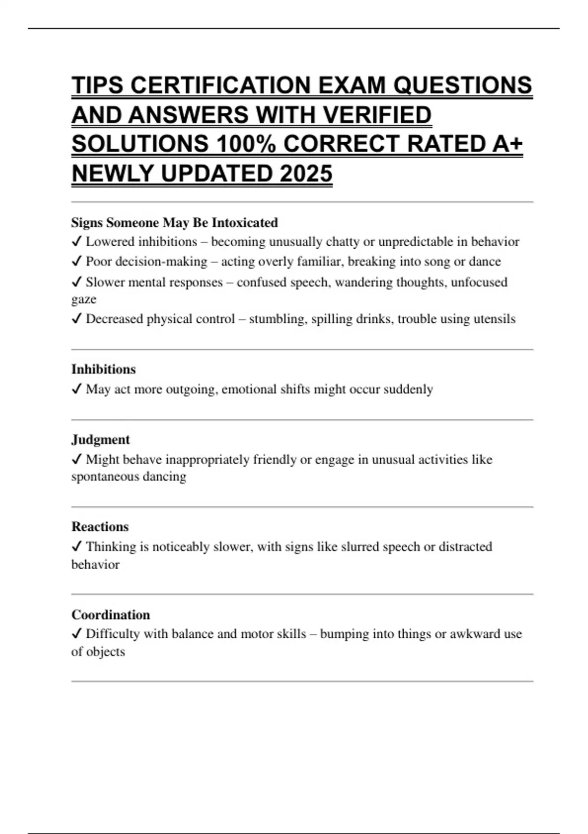 TIPS CERTIFICATION EXAM QUESTIONS AND ANSWERS WITH VERIFIED SOLUTIONS ...