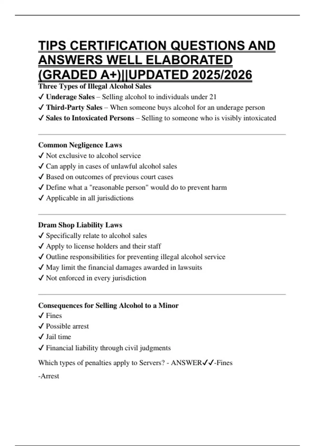 TIPS CERTIFICATION QUESTIONS AND ANSWERS WELL ELABORATED (GRADED A+ ...