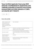 Texas Certified Applicator Exam prep 2025 UPDATE&vert; COMPREHENSIVE QUESTIONS AND VERIFIED ANSWERS &lpar;COMPLETE SOLUTIONS&rpar; GUARANTEED SUCCESS &vert;GRADE A&plus;&excl;&excl; &lpar;100&percnt; ACCURATE&rpar; GET IT RIGHT&excl;&excl;