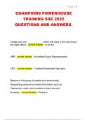 CHAMPIONS POWERHOUSE  TRAINING SAE 2025  QUESTIONS AND ANSWERS&period;