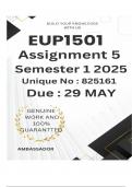 EUP1501 Assignment 5 &lpar;COMPLETE ANSWERS&rpar; Semester 1 2025 &lpar;825161&rpar; - DUE 29 May 2025