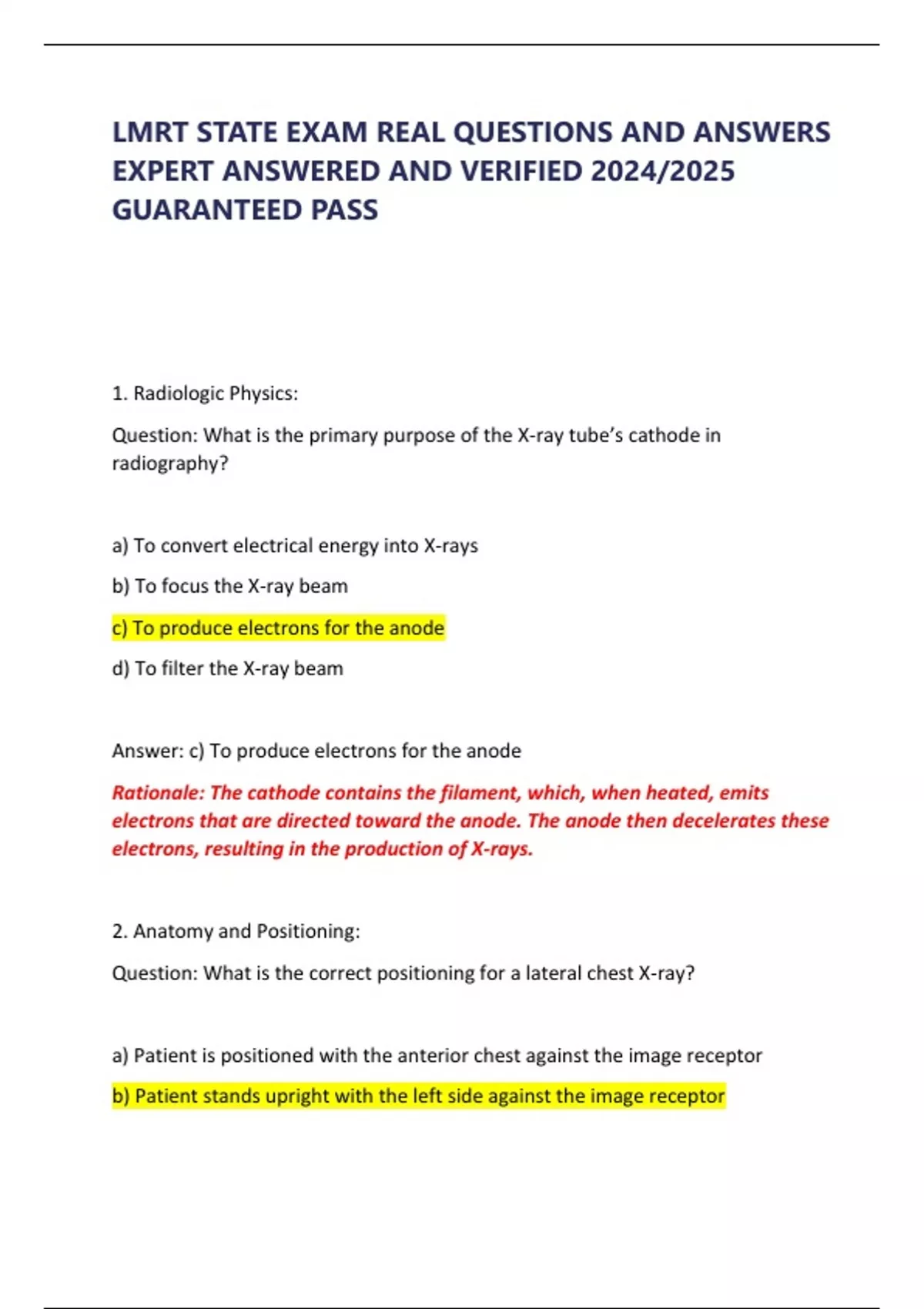 LMRT STATE EXAM REAL QUESTIONS AND ANSWERS EXPERT ANSWERED AND VERIFIED ...