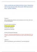 Police Leadership and Administration Exam 2 Questions  And Correct Answers Plus Rationales 2025 Guaranteed  Pass &vert; LATEST UPDATE