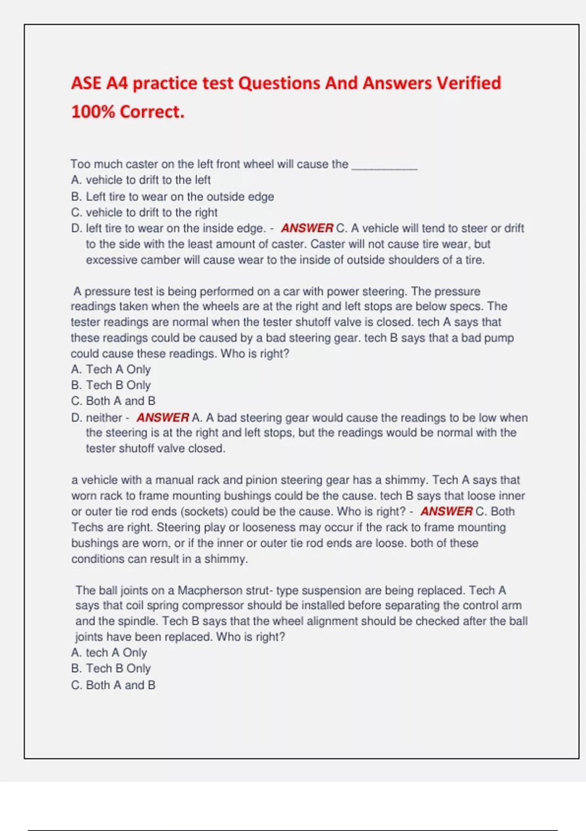 ASE EXAM BUNDLE | Exam Questions With 100% Verified Solutions - Stuvia US