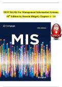 TEST BANK For Management Information Systems&comma; 10th Edition by Hossein Bidgoli&comma; Verified Chapters 1 - 14&comma; Complete Newest Edition Instant Download