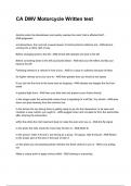 CA DMV Motorcycle Written test NEWEST 2025&sol;2026 ACTUAL COMPLETE QUESTIONS AND CORRECT DETAILED ANSWERS &lpar;VERIFIED ANSWERS&rpar; &vert;ALREADY GRADED A&plus;