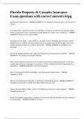 Florida Property & Casualty Insurance Exam questions with correct answers 