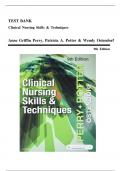 TEST BANK For Clinical Nursing Skills and Techniques 11th Edition by Anne Griffin Perry&comma; Patricia A&period; Potter&comma; Verified Chapters 1 - 43&comma; Complete Newest Version