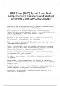 RBT Exam &lpar;2025&rpar; Actual Exam Test&vert;Comprehensive Questions And Verified&vert; Answers&vert; Get It 100&percnt; ACCURATE&excl;