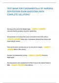 TEST BANK FOR FUNDAMENTALS OF NURSING&comma; 10TH EDITION EXAM QUESTIONS WITH COMPLETE SOLUTIONS