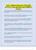 Early Childhood Education UPDATED  ACTUAL  Exam Questions and CORRECT  Answers 