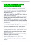 EXAM FOR ENDOCRINE SYSTEM QUESTIONS AND ANSWERS
