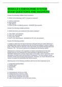 MODULE 6 ENDOCRINE SYSTEM EXAM QUESTIONS AND ANSWERS
