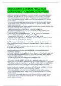 ENDOCRINE SYSTEM PRACTICE EXAM QUESTIONS AND ANSWERS 