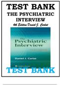 The Psychiatric Interview 4th Edition by Daniel J&period; Carlat Test Bank&comma; ISBN 9781496327710&comma; Chapter 1-34 &comma; Complete Guide A&plus;&period;
