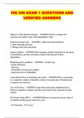 FIN 340 EXAM 1 QUESTIONS AND VERIFIED ANSWERS