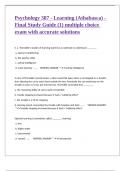 Psychology 387 - Learning &lpar;Athabasca&rpar; - Final Study Guide &lpar;1&rpar; multiple choice exam &lpar;500 questions&rpar; with accurate solutions 