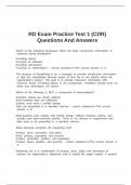 RD Exam Practice Test 1 &lpar;CDR&rpar; Questions And Answers