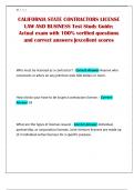 CALIFORNIA STATE CONTRACTORS LICENSE LAW AND BUSINESS Test Study Guide&semi; Actual exam with 100&percnt; verified questions and correct answers &vert;excellent scores