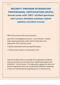 SECURITY PROGRAM INTEGRATION PROFESSIONAL CERTIFICATION &lpar;SPIPC&rpar;&semi; Actual exam with 100&percnt; verified questions and correct detailed solutions &vert;latest update&vert; excellent scores