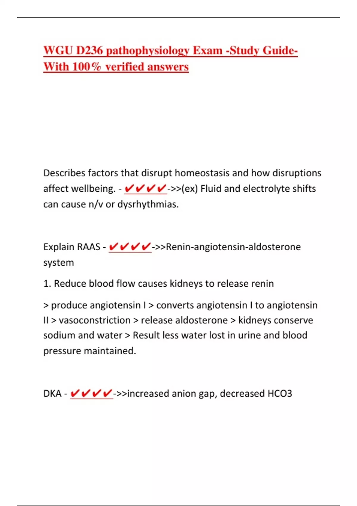 WGU D236 pathophysiology Exam -Study Guide With 100% verified answer ...