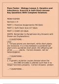 Penn Foster - Biology Lesson 3, Genetics and Inheritance, Exercise & Self-Check Answer Key Questions With Complete Solutions