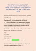 TEXAS PHYSICIAN ASSISTANT &lpar;PA&rpar; JURISPRUDENCE EXAM &vert; QUESTIONS AND ANSWERS RATED A&plus; &vert; LATEST 2025&sol;2026 GUIDE