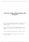Nurs 5334 - Antimicrobial Recall Quiz With All Answers&period;