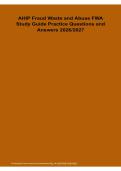  AHIP Fraud Waste and Abuse FWA Study Guide Practice Questions and Answers 2026&sol; 2027