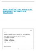 WELD INSPECTOR LEVEL 1 EXAM &vert; 257 QUESTIONS &vert; WITH COMPLETE SOLUTIONS&excl;&excl;