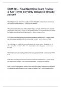 SCM 361 - Final Question Exam Review & Key Terms correctly answered already passed