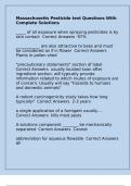 Massachusetts Pesticide test Questions With Complete Solutions