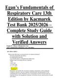 Test Bank for Egan&rsquo;s Fundamentals of Respiratory Care 13th Edition Kacmarek All Chapters Complete Guide