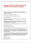 Biology 1108 Unit 1 &lpar;2025&rpar; Actual Exam Questions and Answers A&plus; Graded&period;
