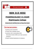 BSN HESI 315 Pharmacology Exam V1 &ndash; 2026&sol;2027 Actual Questions with Revised Answers&comma; 100&percnt; Verified - Nightingale College