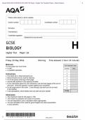 Actual 2024 AQA GCSE BIOLOGY 8461&sol;1H Paper 1 Higher Tier Question Paper &plus; Mark Scheme  Actual 2024 AQA GCSE BIOLOGY 8461&sol;1H Paper 1 Higher Tier Merged Question Paper &plus; Mark Scheme 