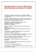 USA Neuroscience - Exam 1 &lpar;2025&rpar; Actual Exam Questions and Answers A&plus; Graded&period;