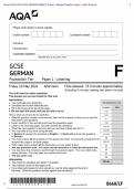 Actual 2024 AQA GCSE GERMAN 8668&sol;LF Paper 1 Merged Question Paper &plus; Mark Scheme   Actual 2024 AQA GCSE GERMAN 8668&sol;LF Paper 1 Listening Foundation Tier Merged Question Paper &plus; Mark  Scheme &lpar;with Listening Test Transcript&rpar; 