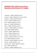 SCIENCE GED &lpar;2025&rpar; Actual Exam Questions and Answers A&plus; Graded&period;
