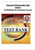Test bank for Theories of personality 10th edition by Richard M&period; Ryckman Chapters 1-18